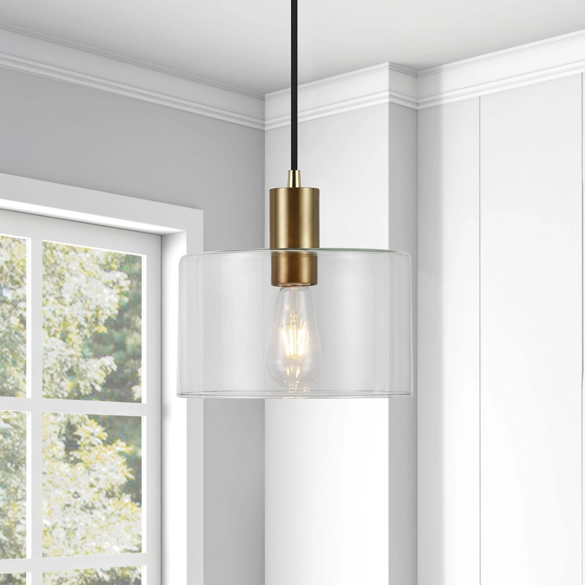 Henri 10 Wide Pendant with Glass Shade in Brass/Clear - Farmhouse - Wall Clocks - by Bison Commerce | Houzz