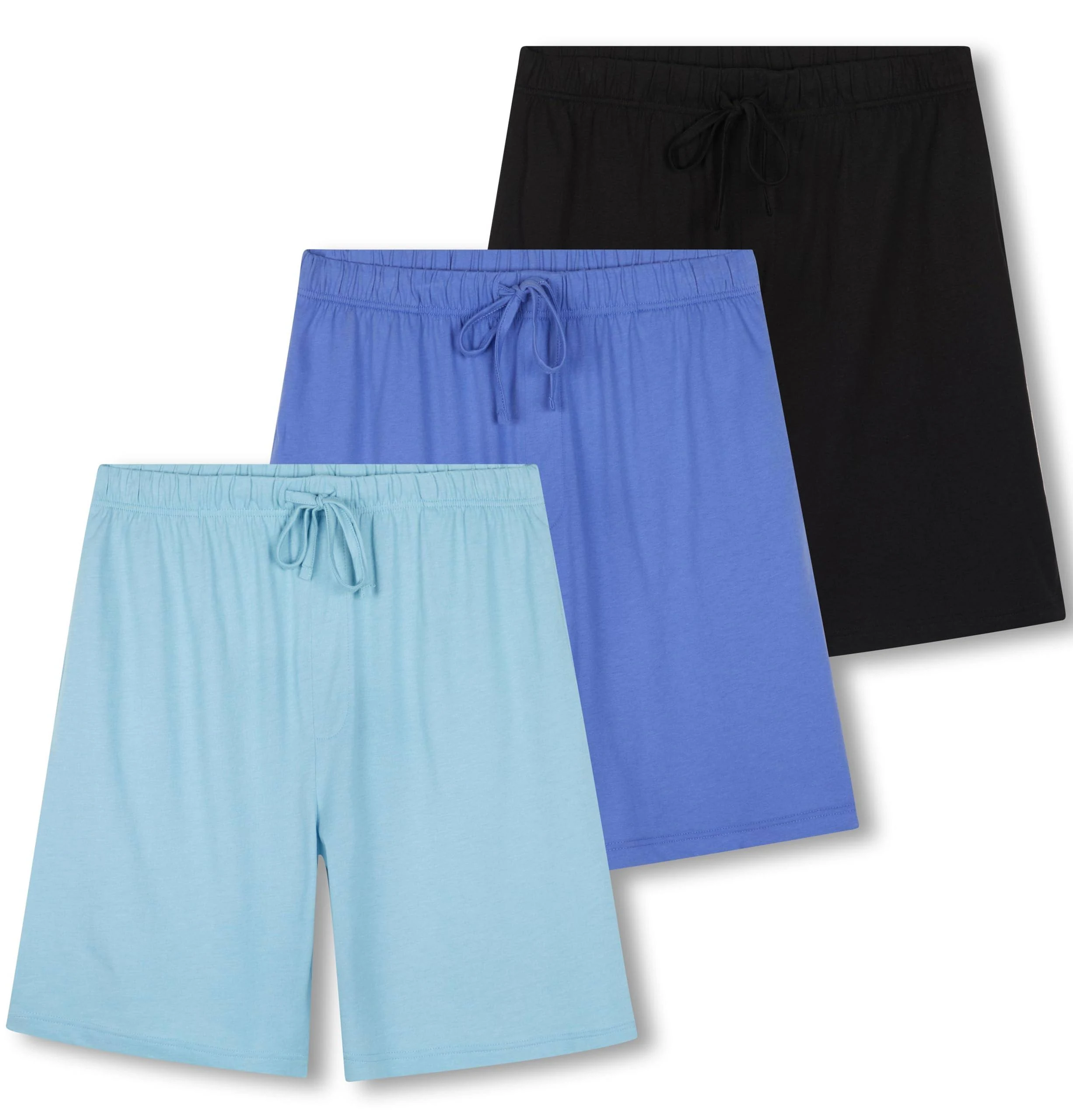 Real Essentials 3 Pack:Mens Cotton Ultra-Soft Knit Sleep Pajama Shorts & Lounge ...