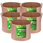 VIVOSUN 5-Pack Grow Bags Heavy Duty Thickened Nonwoven Fabric Pots with Strap Handles