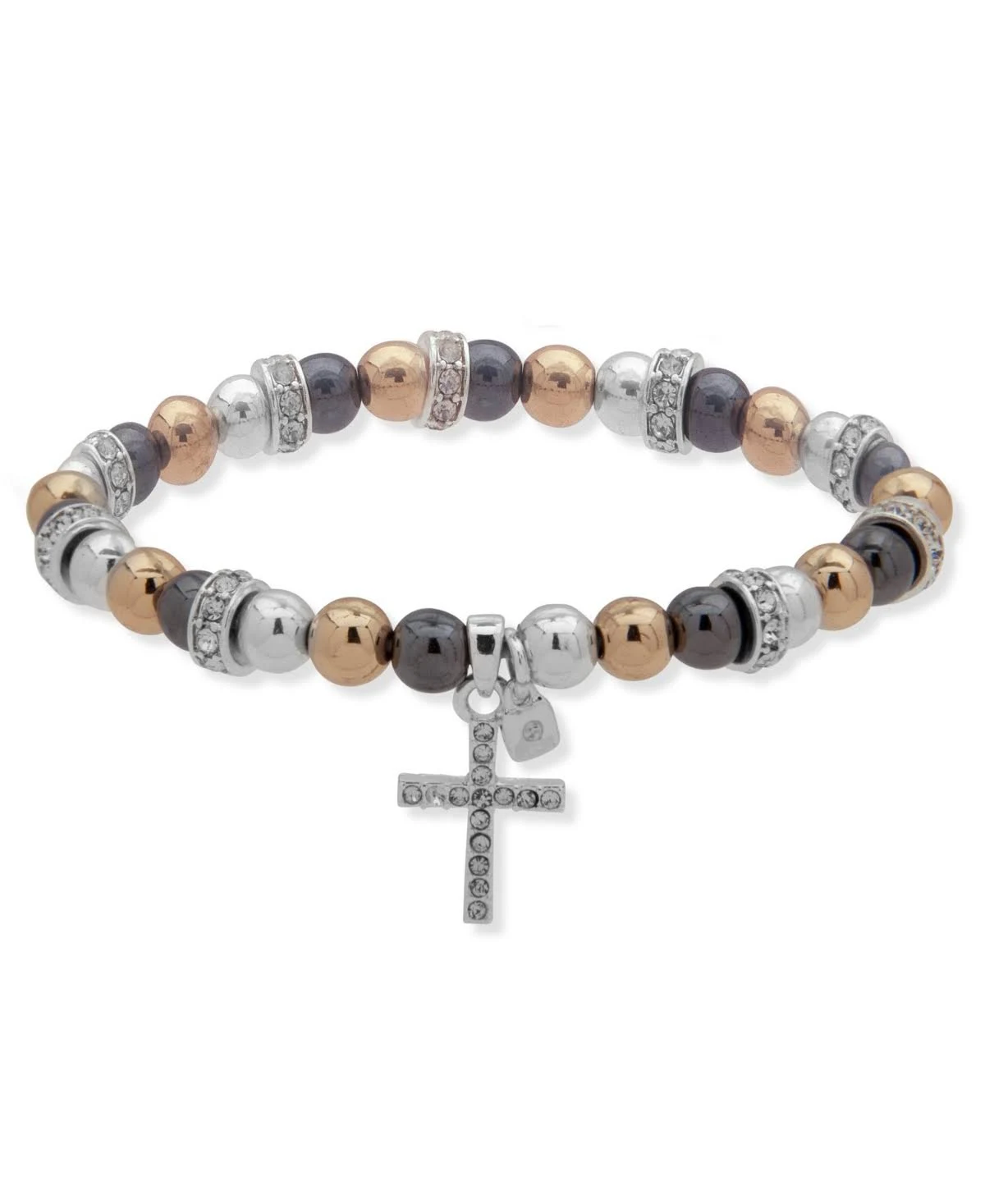 Nine West Cross Charm Tri Tone Stretch Bracelet ||P000552378||