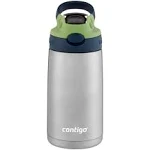 Contigo Aubrey Kids Stainless Steel Water Bottle with Spill-Proof Lid, Cleanable 13oz Keeps Drinks Cold up to 14 Hours, Blueberry/Green Apple