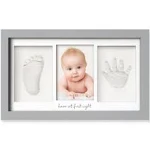 KeaBabies Baby Handprint & Footprint Keepsake Duo Frame in Cloud Gray