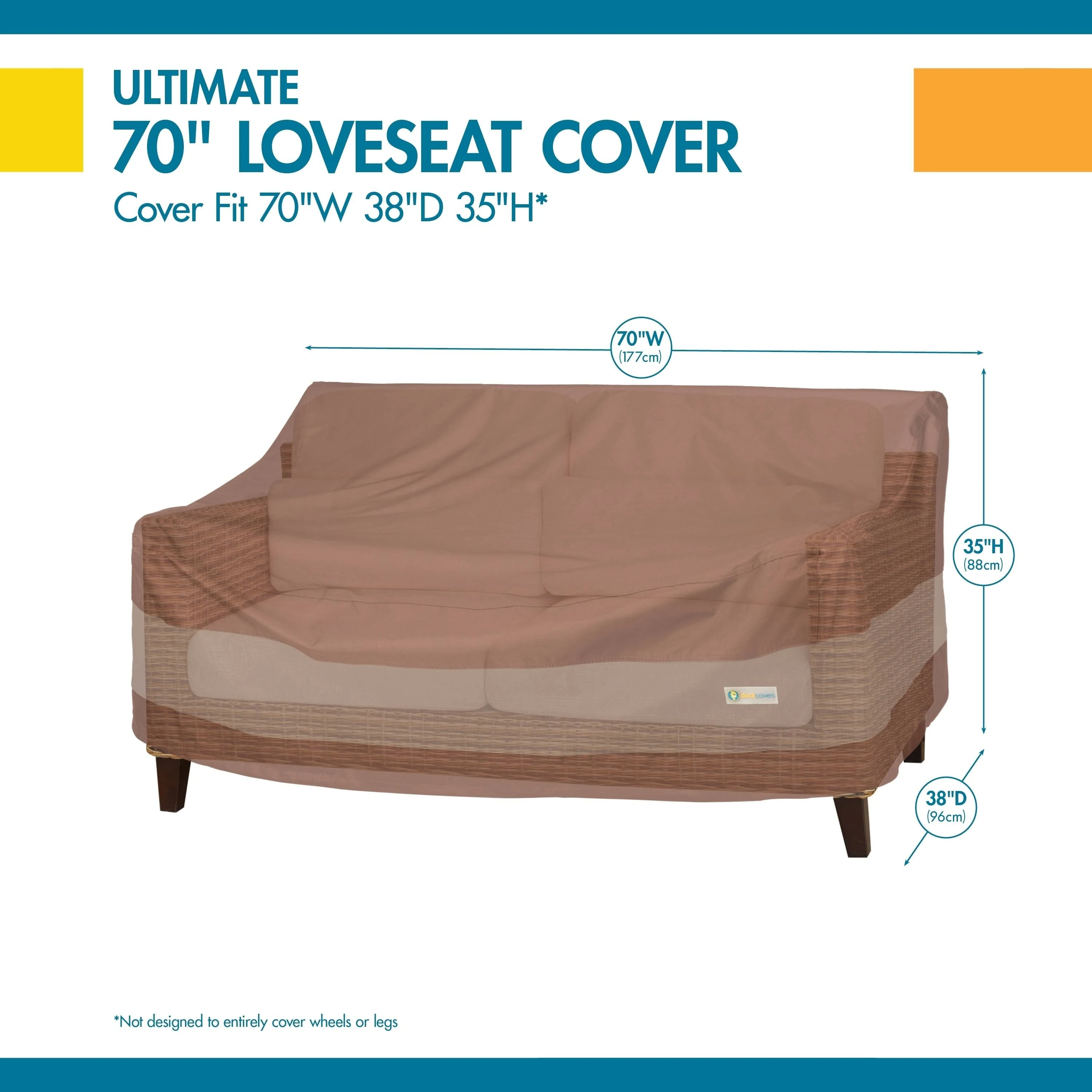 Duck Covers Ultimate Waterproof Patio Loveseat Cover, Durable Outdoor Sofa Cover, Heavy Duty Lawn Patio Furniture Covers with Attachment Strap, 70W x 38D x 35H inch, Patio Furniture Covers