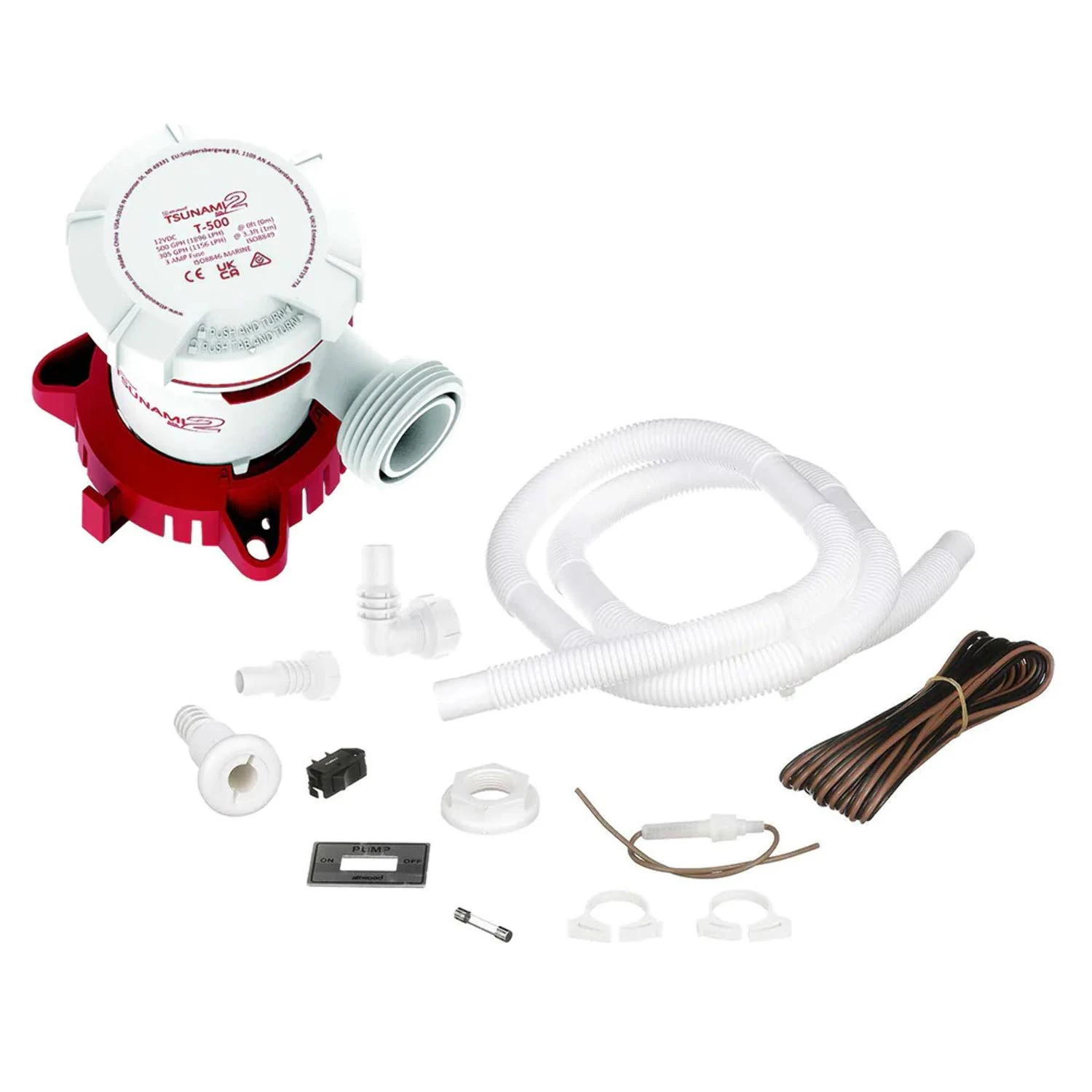 Attwood Tsunami MK2 T500 Manual Bilge Pump w/Installation Kit - 500 GPH  12V 5614-7