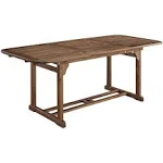 Walker Edison Acacia Wood Patio Butterfly Table, Dark Brown