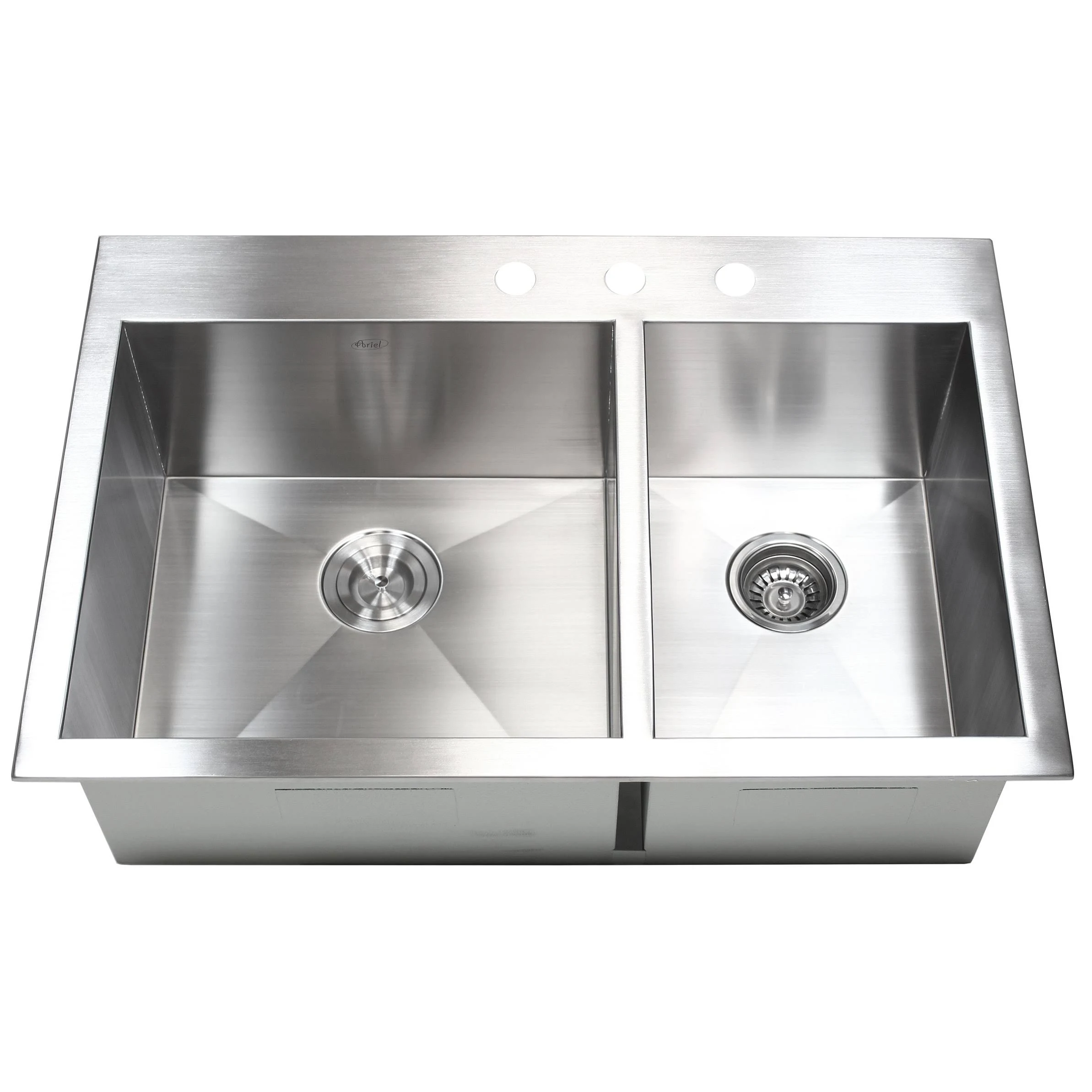 33-inch 16 Gauge Stainless Steel 60/40 Double Bowl Topmount Drop-In Zero Radius Kitchen Sink