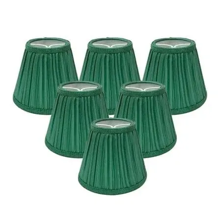 Royal Designs Designer Mushroom Pleat Empire Clip on Chandelier Lamp Shade, Green, 3 inch x 5 inch x 4.5 inch, Set of 6