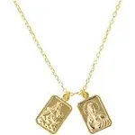 Double Scapular Inspirational Gold Tone 18 inch Metal Dangle Chain Necklace