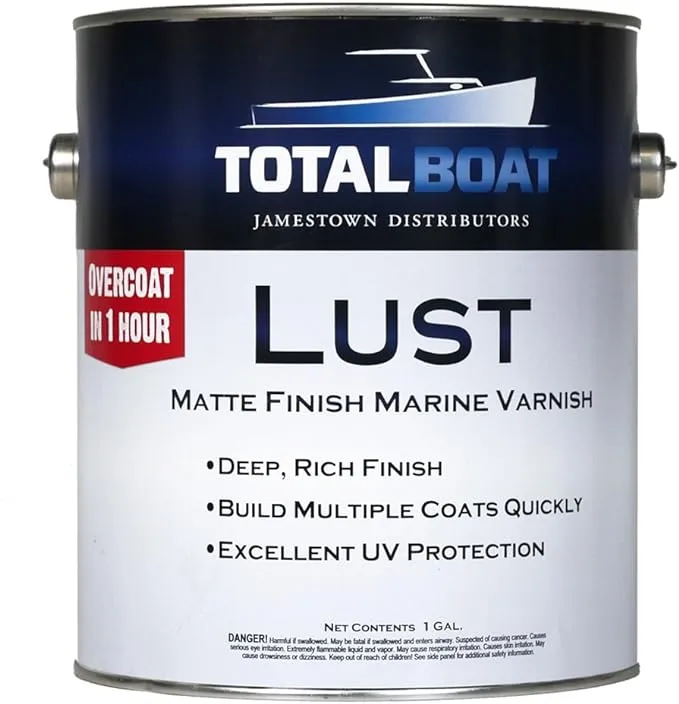 TotalBoat-496608 Lust Marine Varnish, High Gloss and Matte Finish for Wood, Boats, Outdoor Furniture (Matte, Gallon)