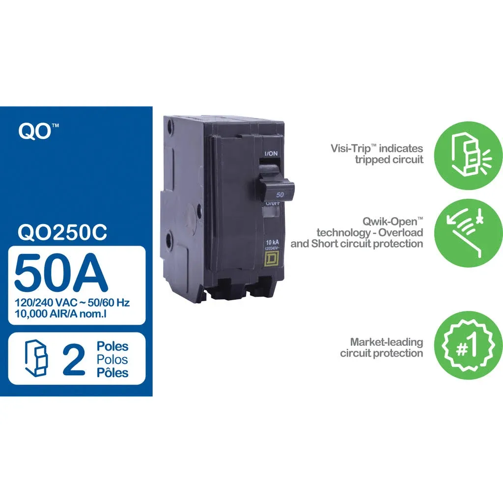 Square D QO250CP QO 50 Amp 2-Pole Circuit Breaker