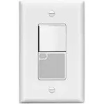 LIDER Minimalist Design LED Guide Light Paddle Switch with Automatic Daylight Sensor and Wall Plate, Night Light Light Switch, 125VAC/15A, 3-Way or Single Pole, LGL-3W-WWP, White