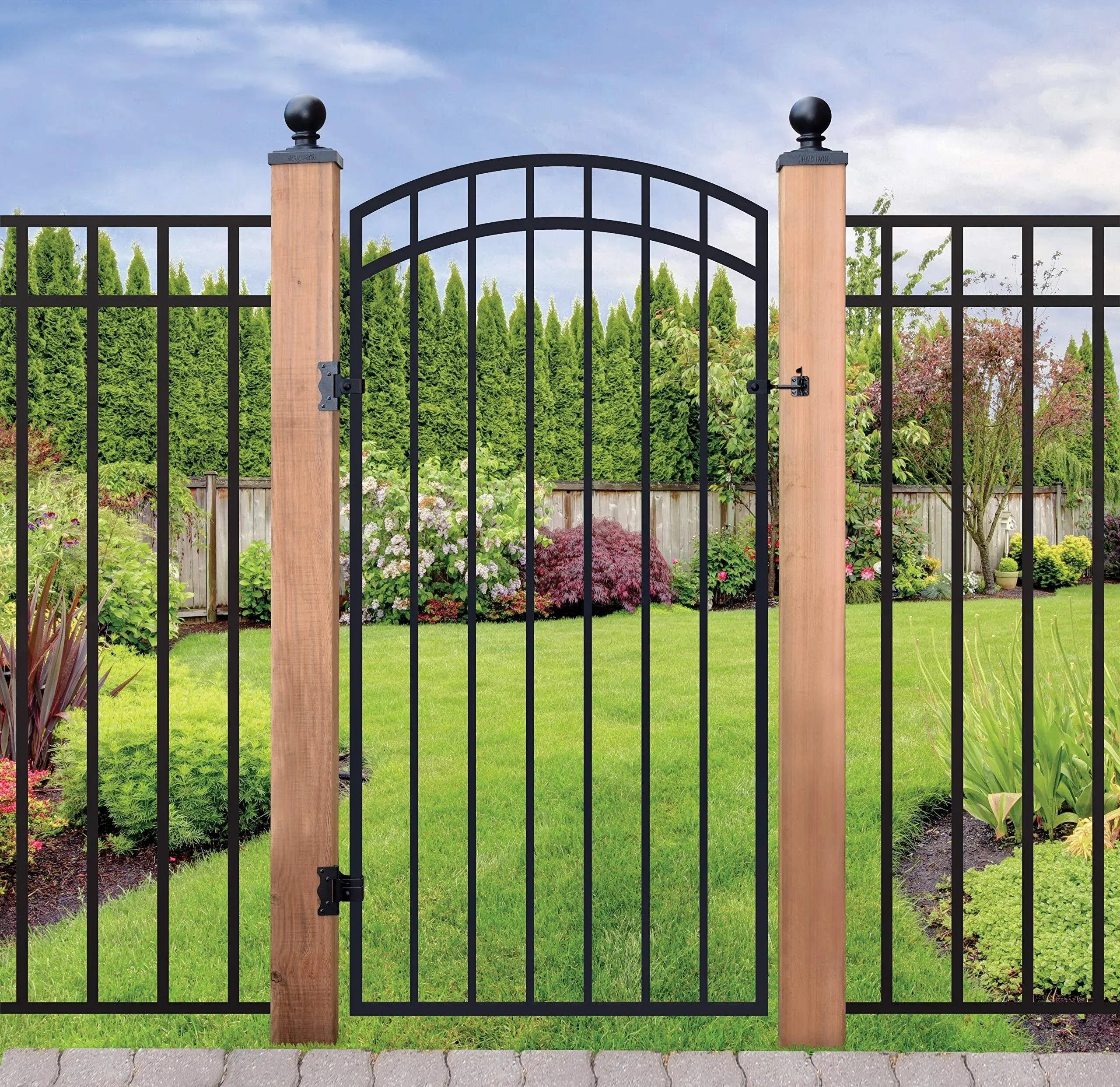 Nuvo Iron Ornamental Gate 33 in W 68 in H Iron GGI0440-RG02-AG03