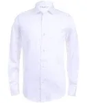 Calvin Klein Boys' Long Sleeve Sateen Dress Shirt, Style with Buttoned Cuffs & Shirttail Hem