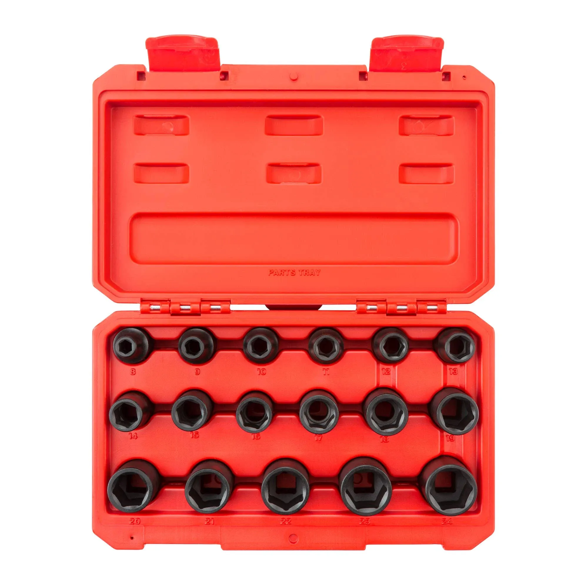 TEKTON 1/2 Inch Drive 6-Point Impact Socket Set, 17-Piece (8-24 mm) | SID92321