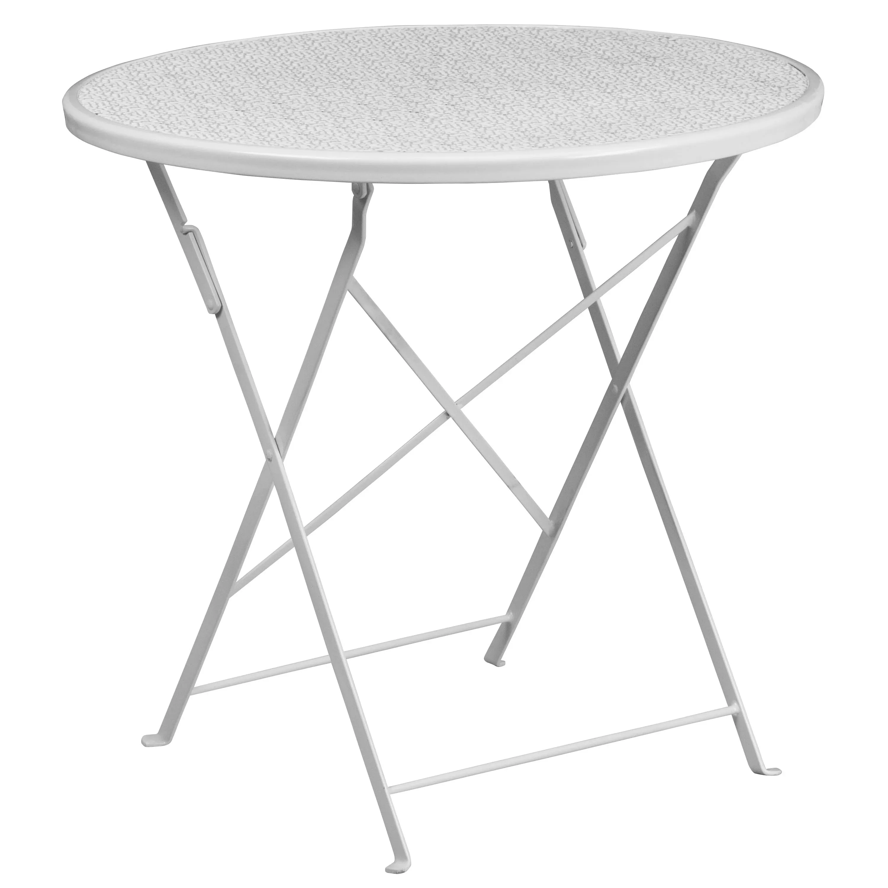 Flash Furniture Oia Commercial Grade 30" Round White Indoor-Outdoor Steel Folding Patio Table