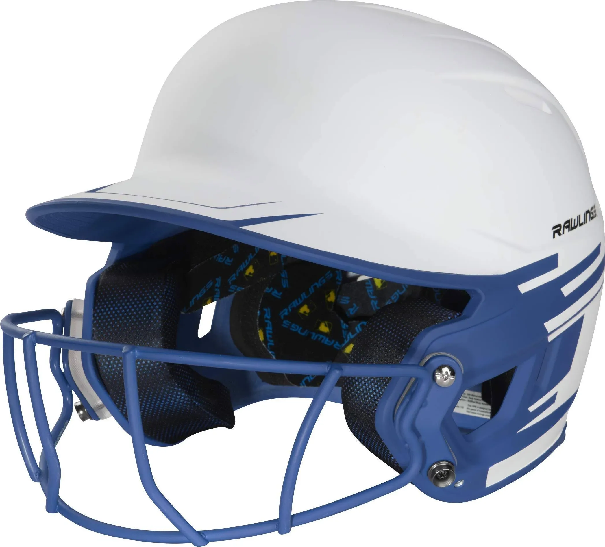 Rawlings Mach Ice Softball Batting Helmet, Senior White/Royal