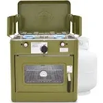 Hike Crew Portable Camping Oven with Dual Burner Propane Stove - Green