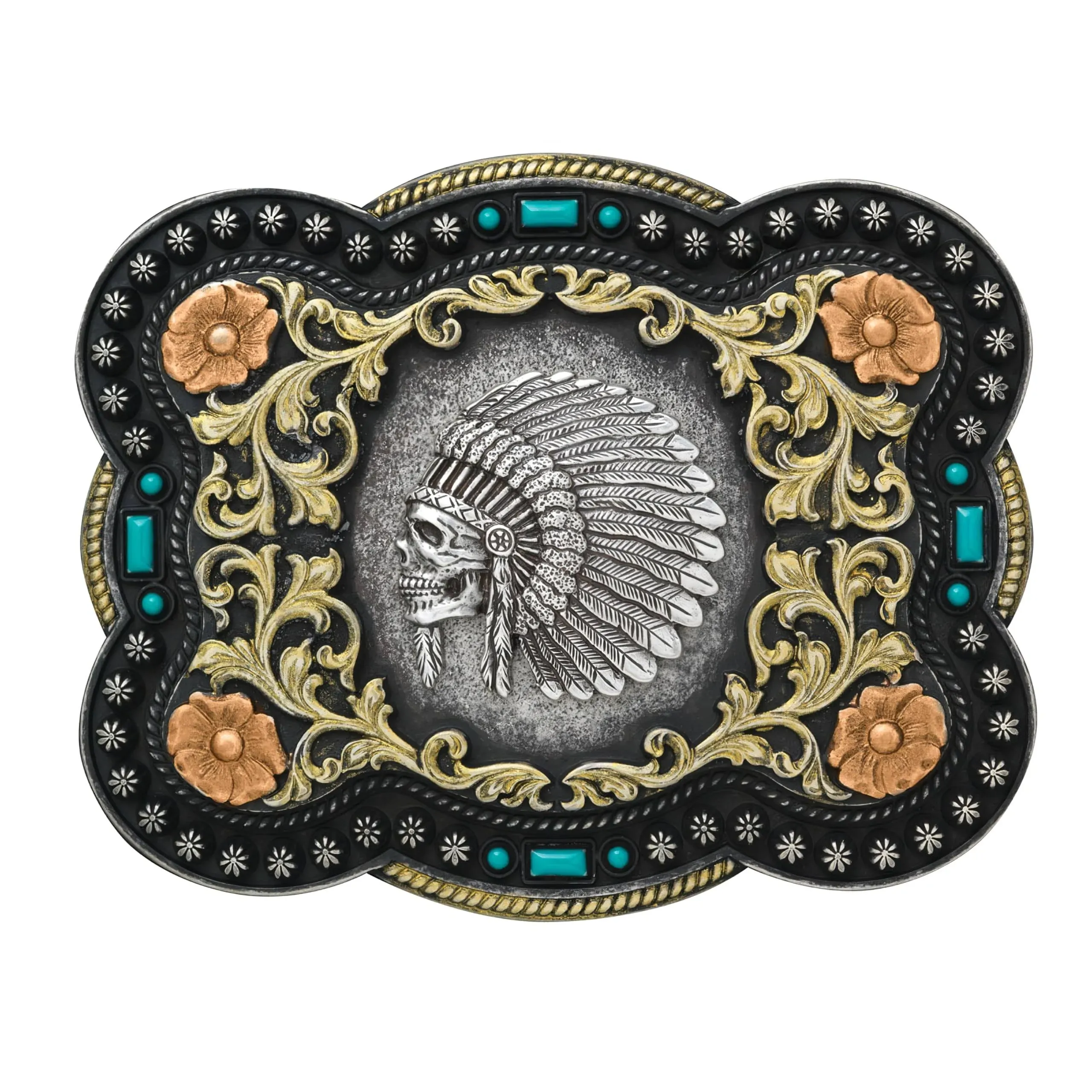 Nocona Mens Chief Skull Belt Buckle 37038