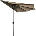 Trademark Innovations Patio Half Umbrella, Tan, 9-Feet