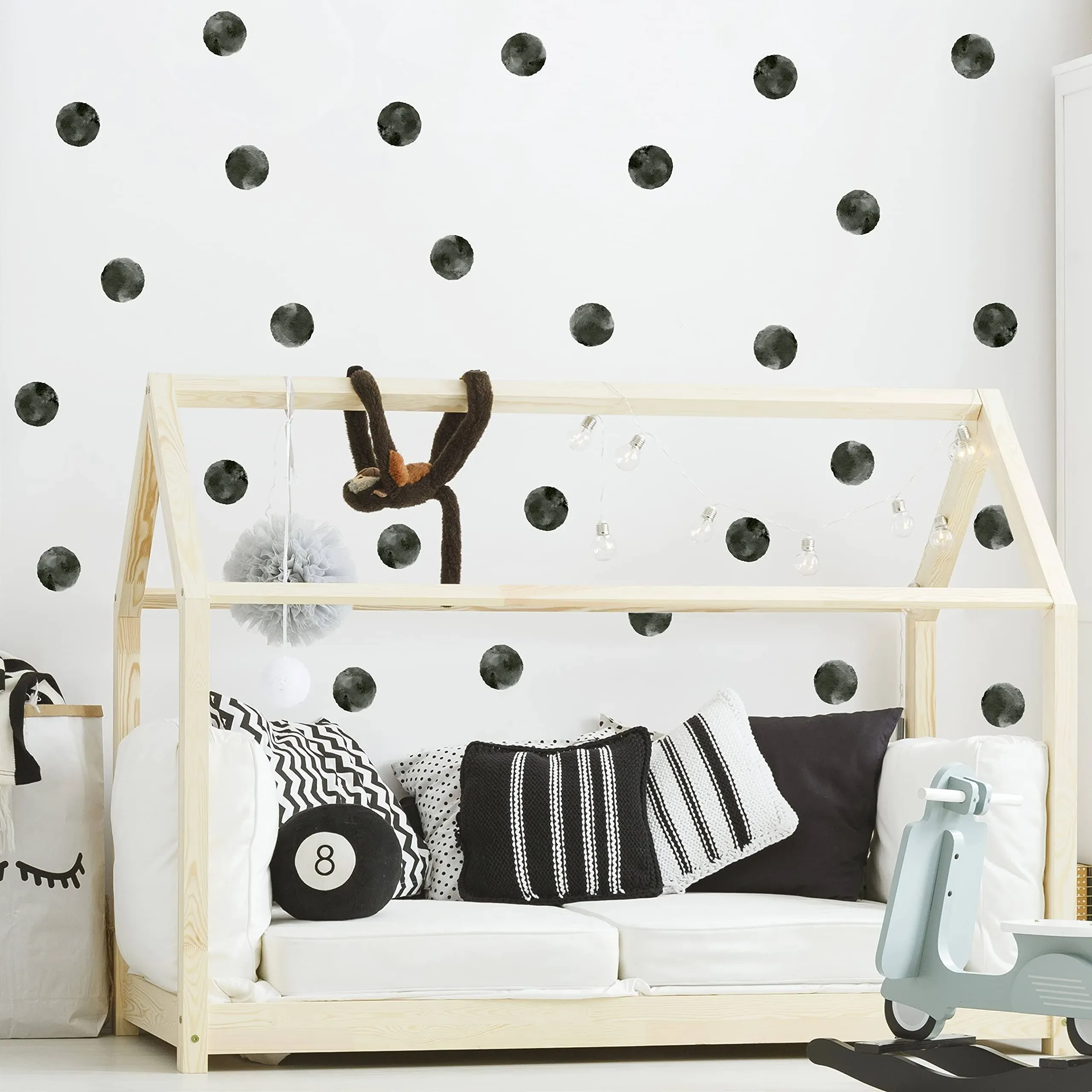 ROFARSO 120 Decals 2.2&#039;&#039; Ink Black Color Polka Dots Wall Stickers 