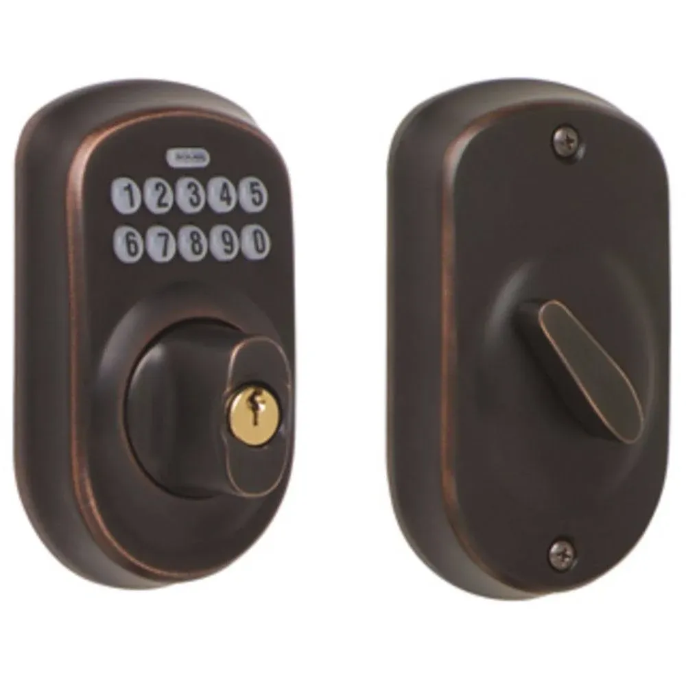 Schlage Plymouth Keypad Deadbolt - Aged Bronze