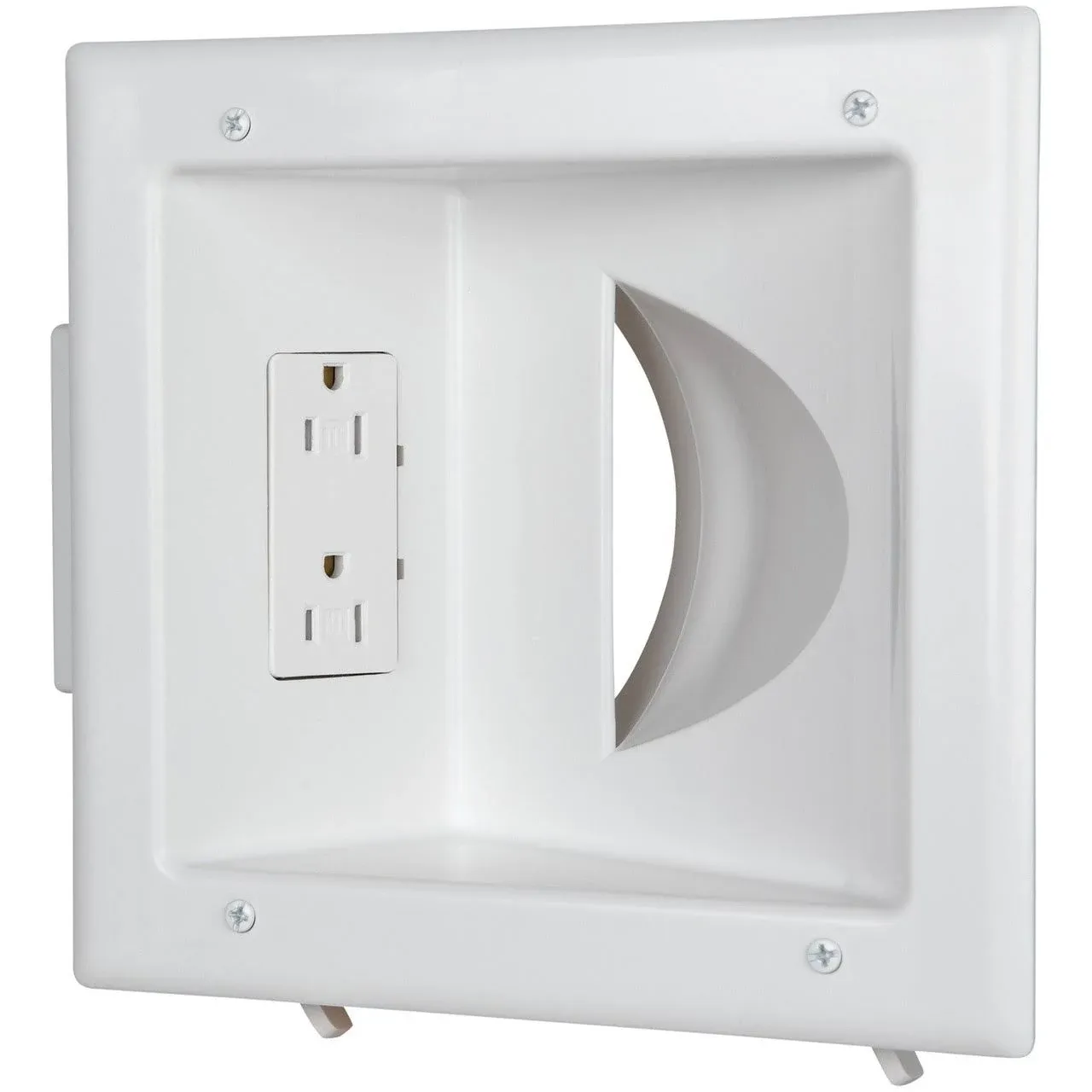 Datacomm Electronics 45-0031-WH - Recessed Low-Voltage Media Plate with Duplex Receptacle