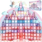 Little Pi 104 Pcs Cinderella Princess Castle Magnetic Tiles Building Blocks Set 3D - Sensory Stem Educational Construction Toddler Kid Toy