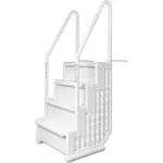 Blue Torrent Antigua Step Ladder with Handrails for Above Ground Pools, White