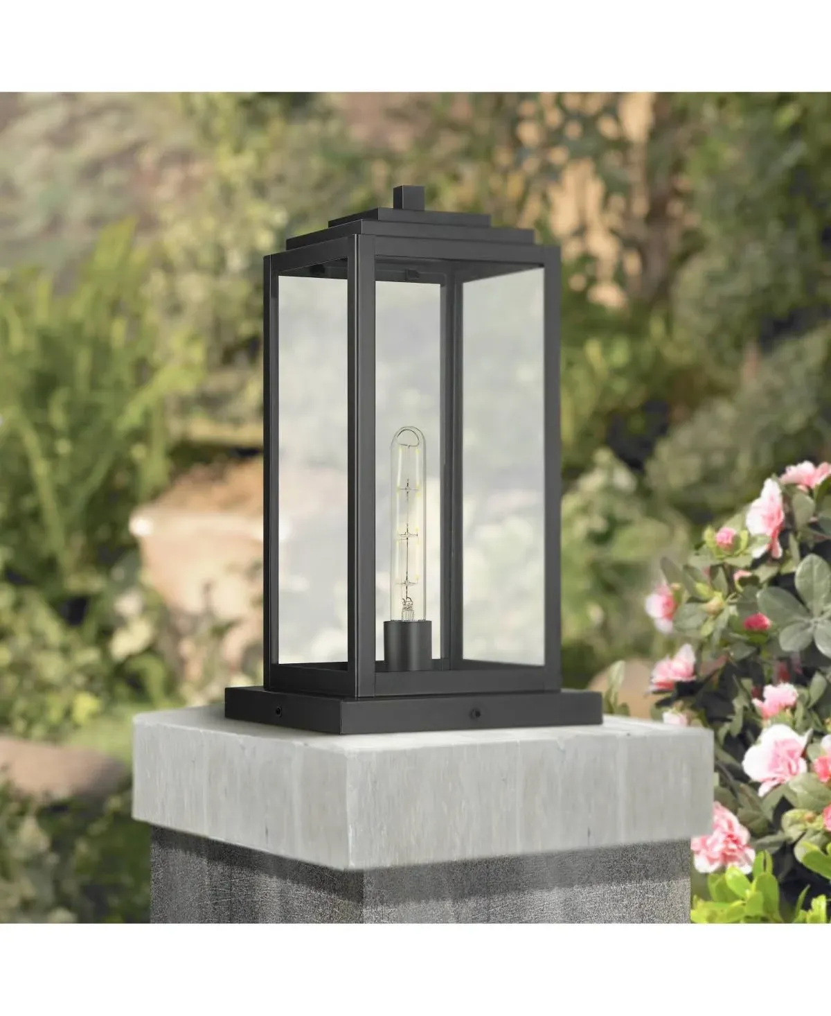 John Timberland Titan 17" Matte Black Clear Glass Outdoor Pier Light