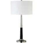 Lyon 29.75" Tall Two-Tone Table Lamp with Fabric Shade in Brushed Nickel/Matte Black/White