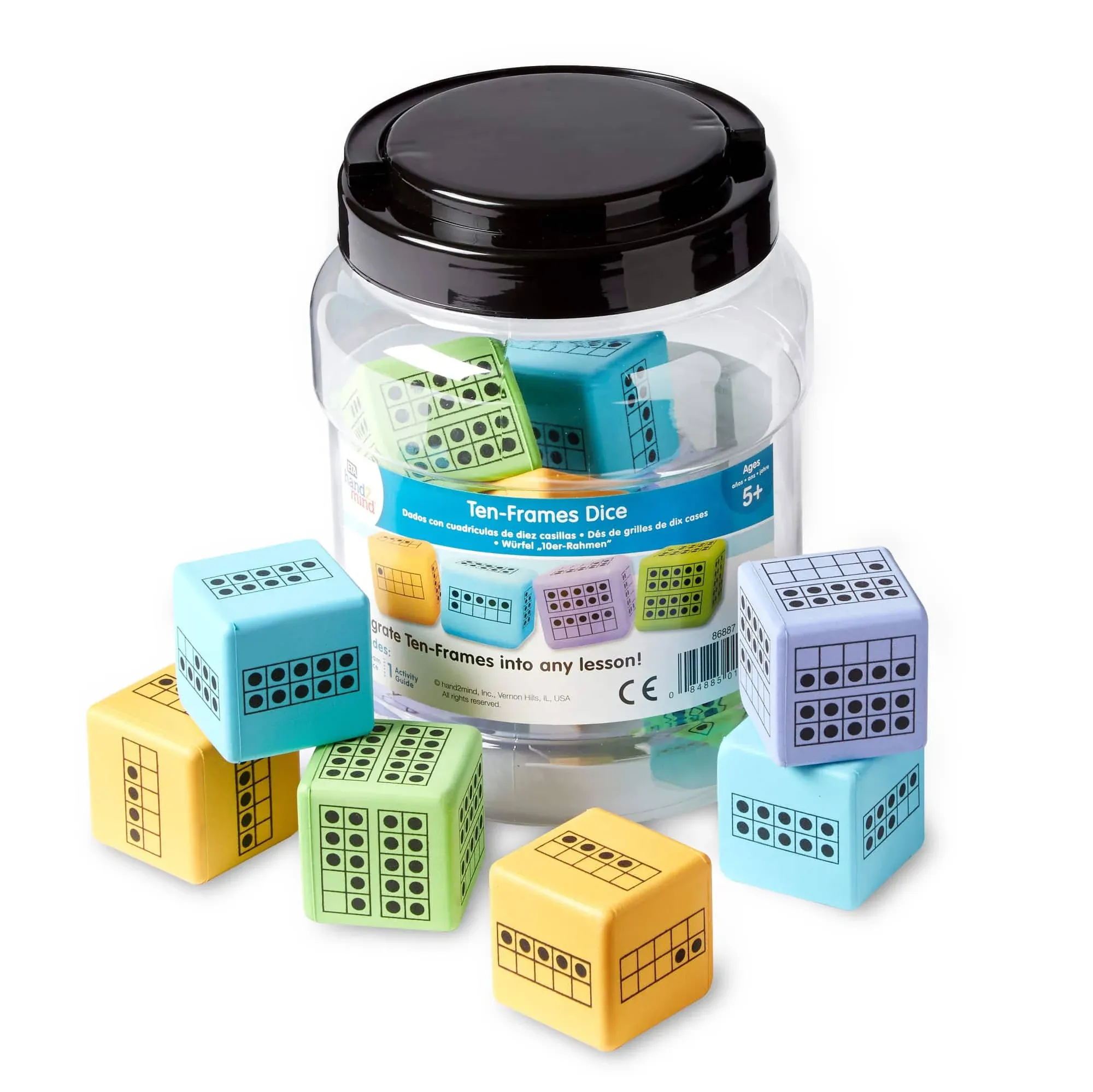 hand2mind tenframe foam dice and activity guide for counting tens set of 12