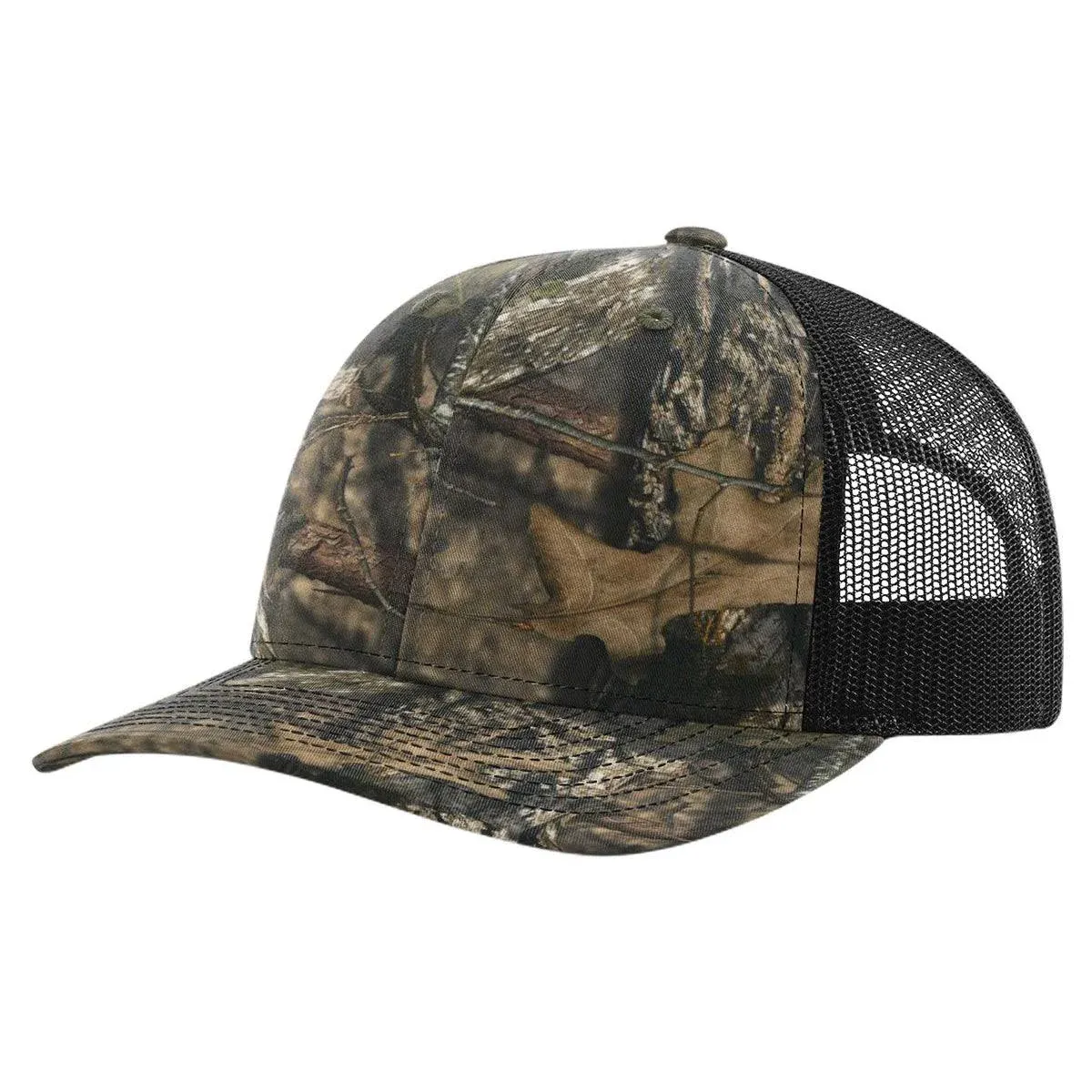 Richardson 112P Patterned Snapback Trucker Cap - Army Camo Black