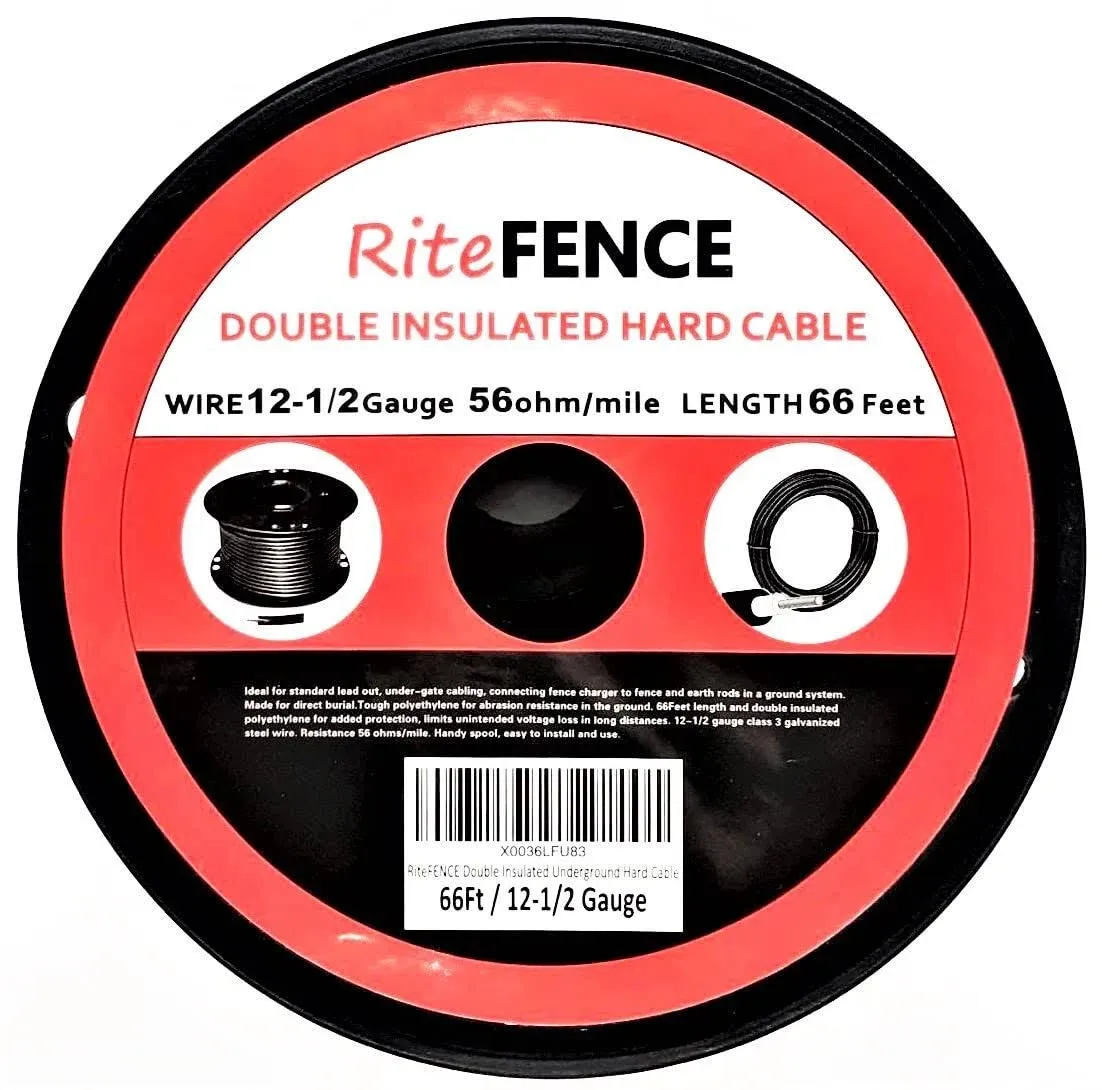 RiteFENCE Electric Fence Double Insulated Underground Hard Cable (66ft, 12-1/2Gauge)