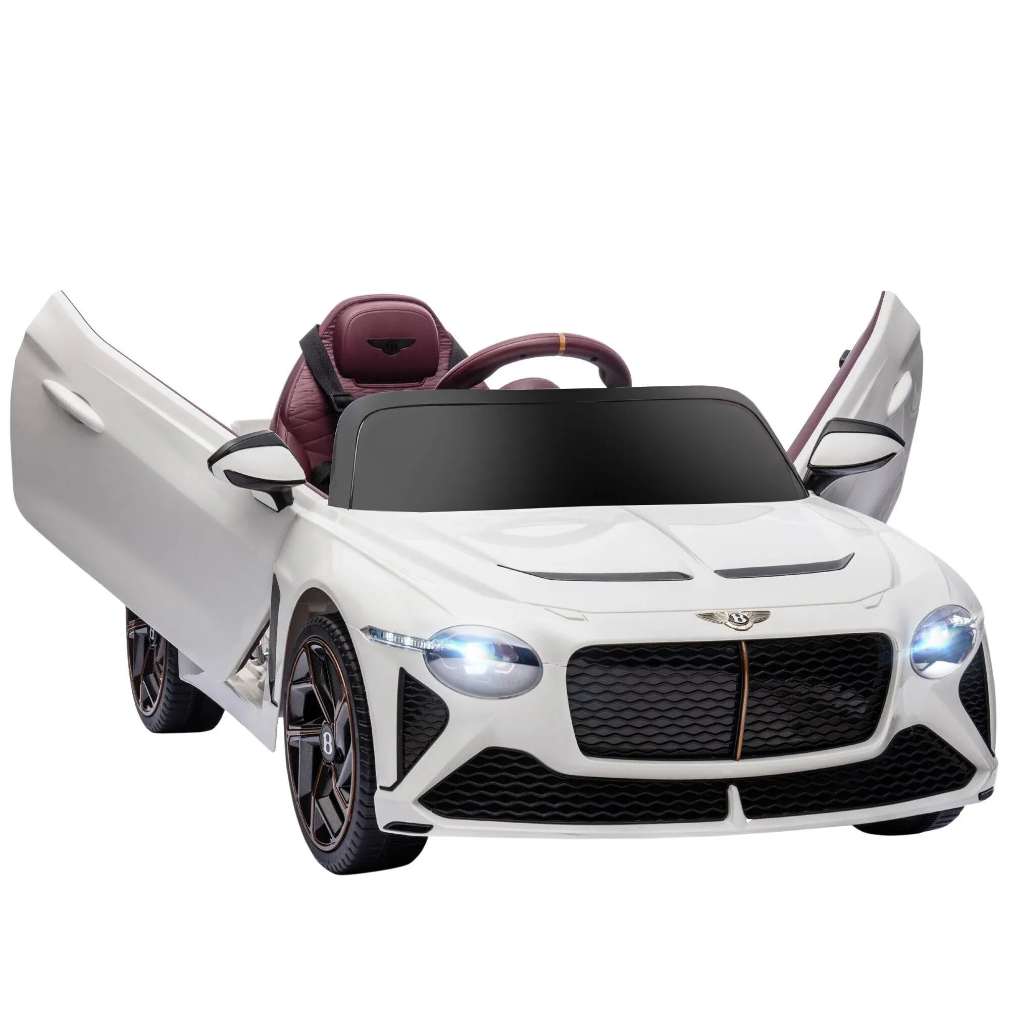 Bentley Scalar Licensed B12 Kids Electric Car w/ Portable Battery - White