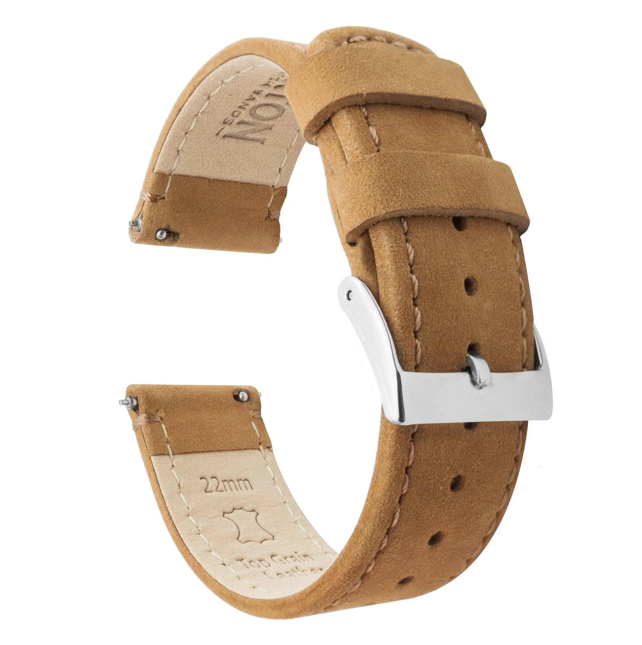 Light Brown Leather Watch Band | Quick Release Watch Strap | BARTON