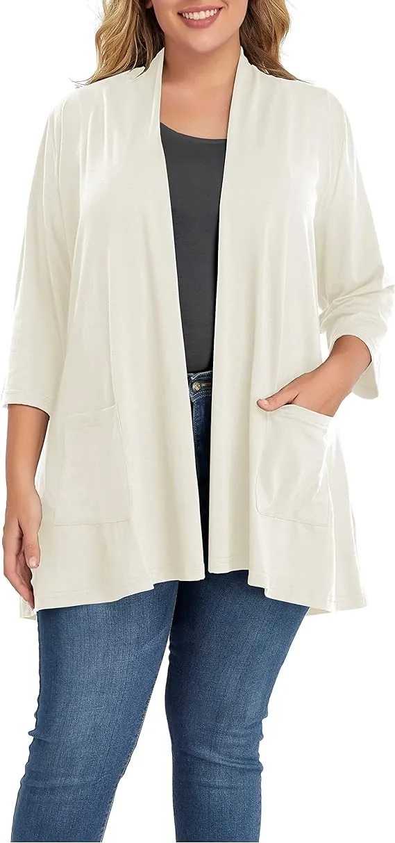 Shiaili Long Plus Size Cardigans for Women Easy to Wear Open Front Clothing