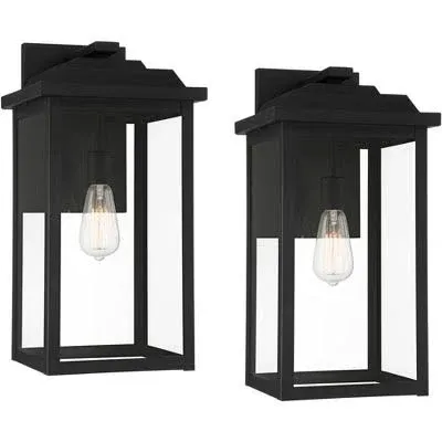 Eastcrest 20 1/2&#034;H Textured Black Steel Outdoor Wall Light Set of 2