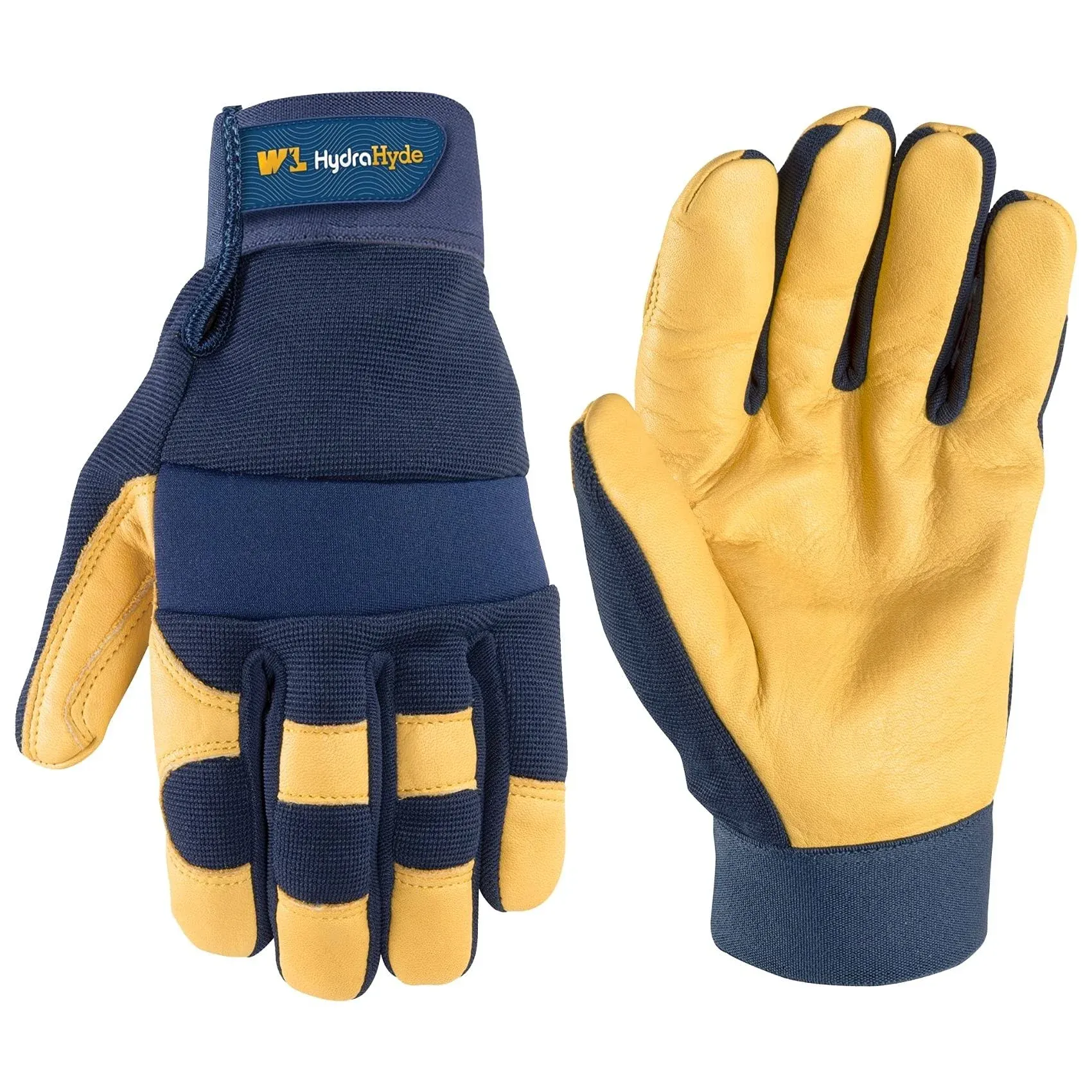 Wells Lamont Men's Leather Palm Work Gloves | Heavy Duty, Form Fitting for Improved Dexterity | Made with Water-Resistant HydraHyde, XX-Large (3207XX) , Blue