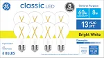 GE Classic LED Light Bulbs, 60 Watt, Bright White, A19 Bulbs (8 Pack)