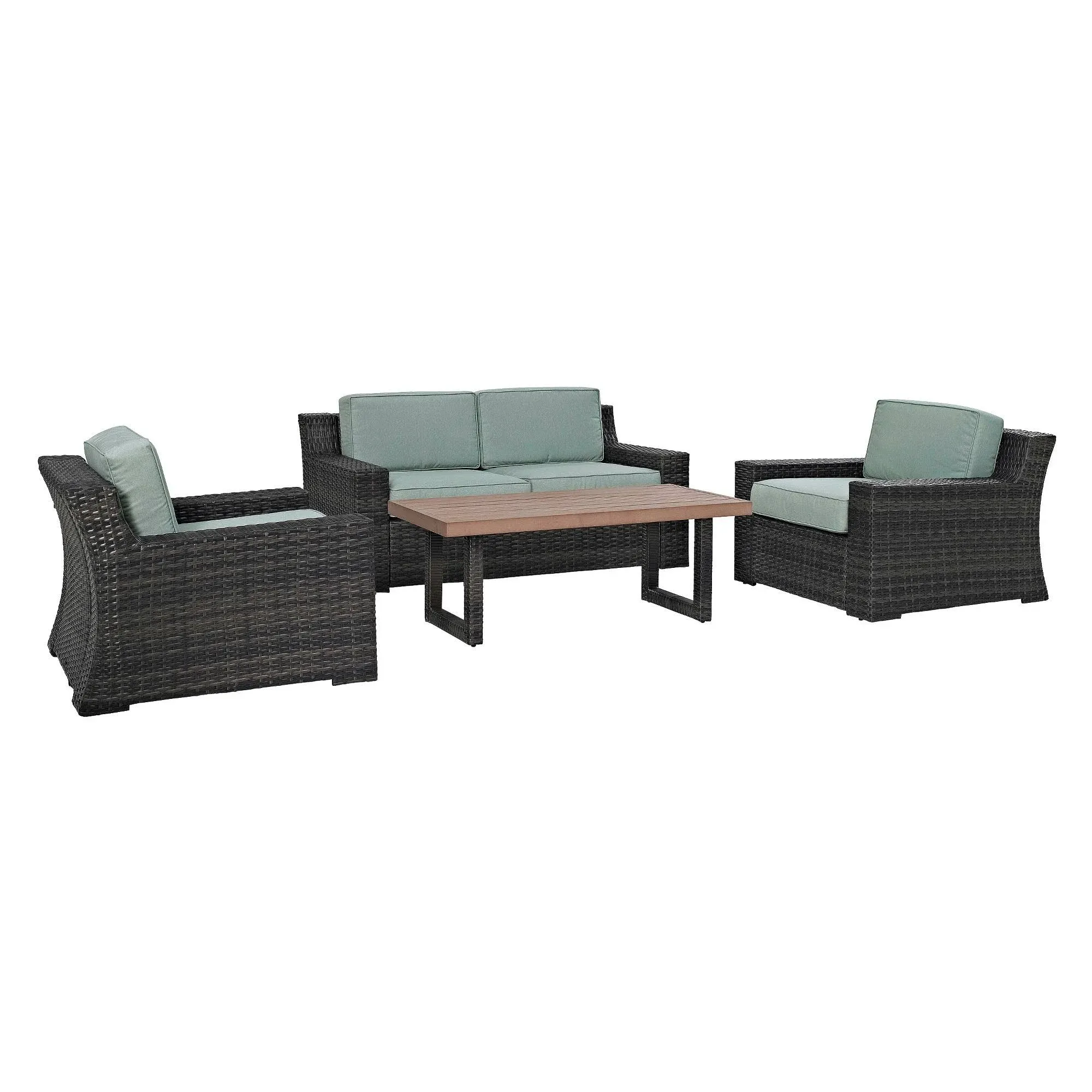 Crosley Beaufort 3-Piece Outdoor Wicker Seating Set with Mist Cushion