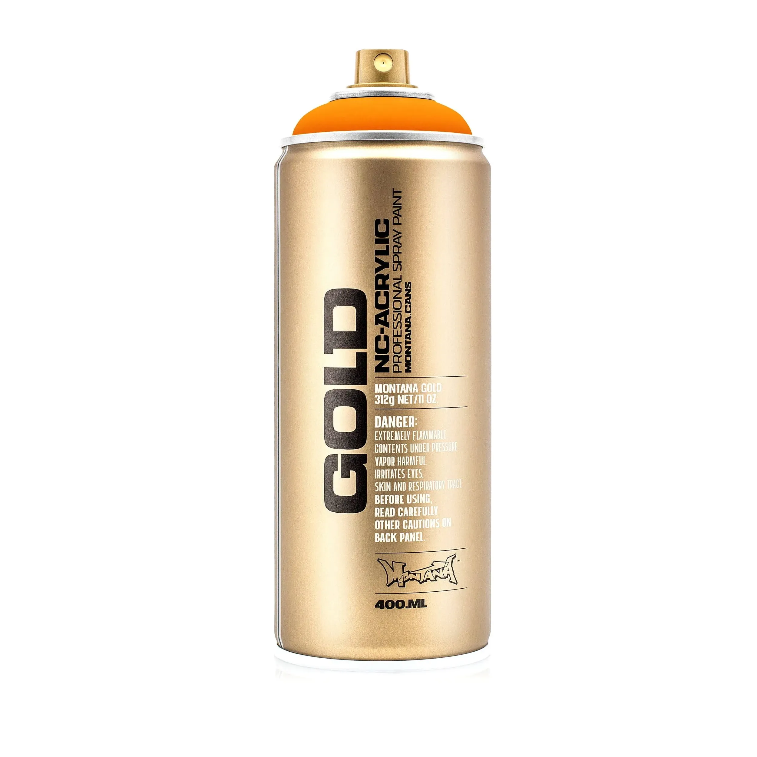 Montana Cans GOLD Spray Paint, 400ml, Fluorescent, Power Orange