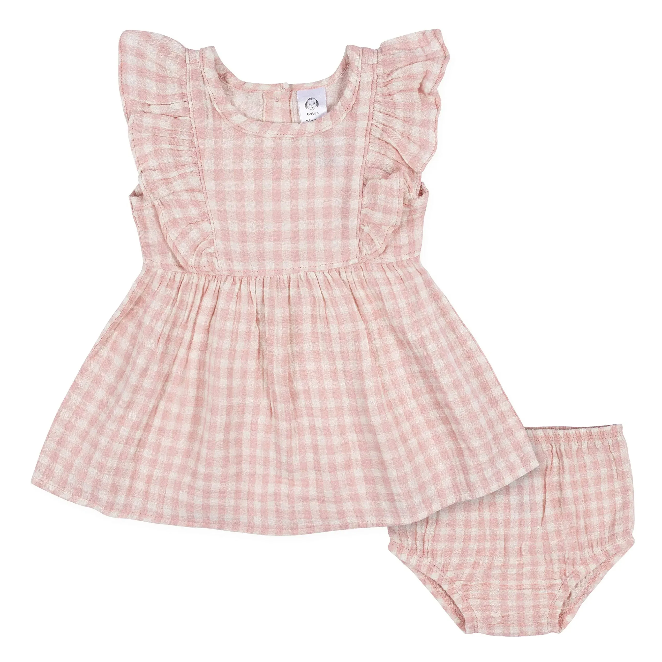 Gerber Baby and Baby Girls Gauze Dress & Diaper Cover Set