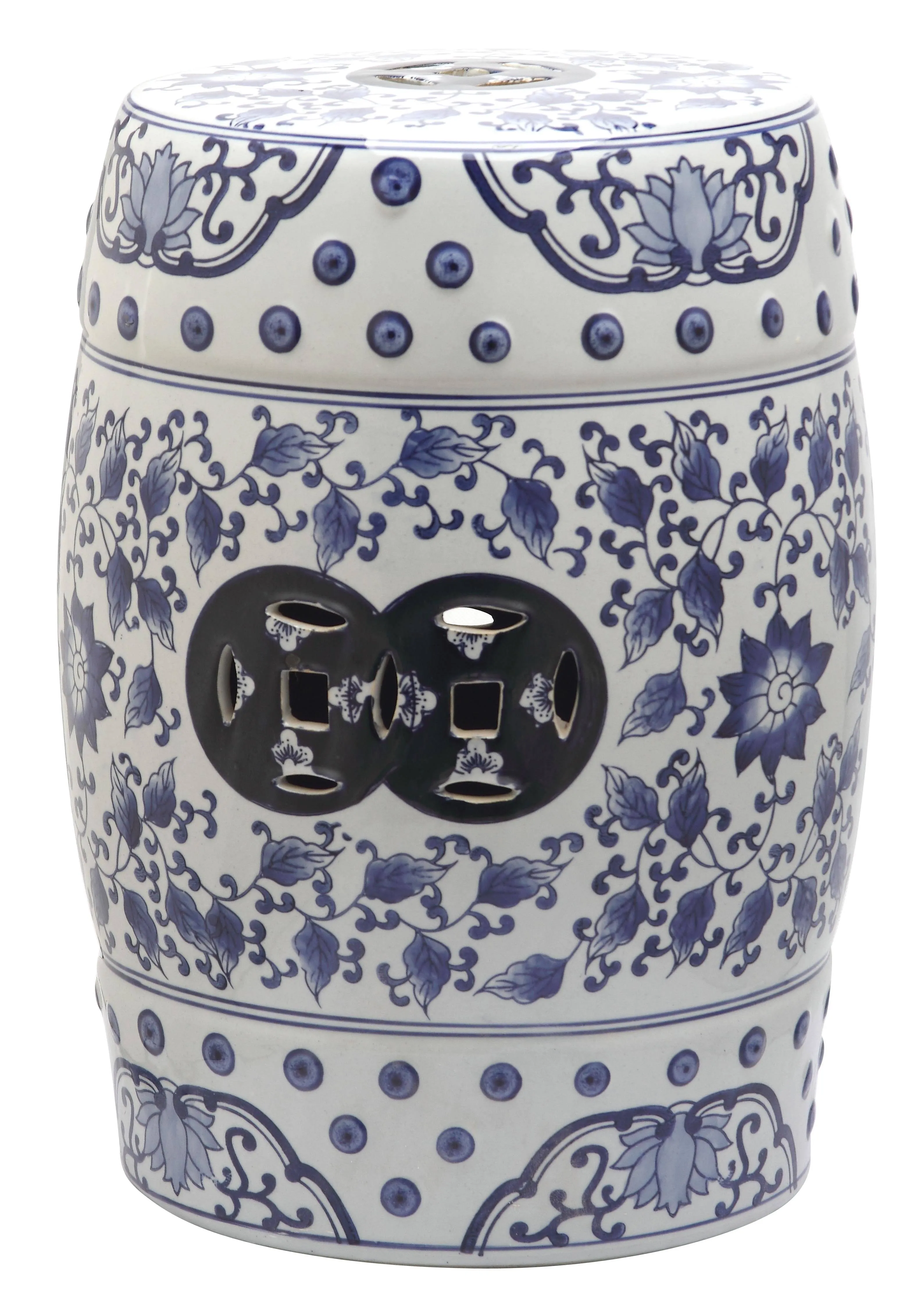 Safavieh Tao Garden Stool - Blue/White