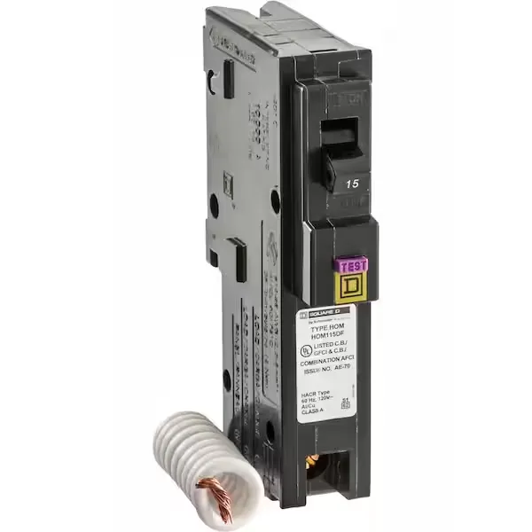 Square D HOM115DFC Homeline Single Pole Dual Function Circuit Breaker