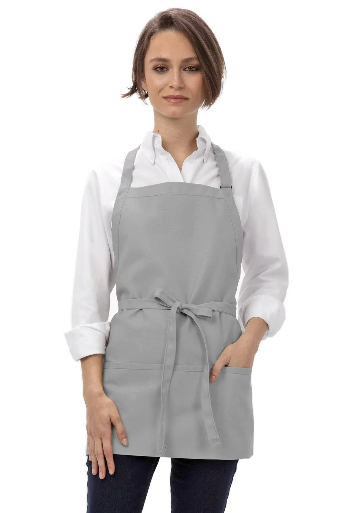 Chef Works Unisex Three Pocket Apron - One Size - Grey