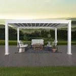 Backyard Discovery 14x12 Windham Modern Steel Pergola with Sail Shade Soft Canopy