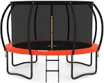 Jumpzylla Trampoline 8ft 10ft 12ft 14ft Trampoline with Enclosure - Recreational Trampolines with Ladder and Galvanized Anti-Rus