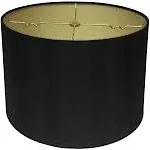 Royal Designs, Inc. Shallow Drum Hardback Lamp Shade, HB-610-14BLK/GL, Black, 13 x 14 x 9