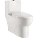 DeerValley DV-1F026 Ally Dual Flush Elongated Standard One Piece Toilet with Comfortable Seat Height, Soft Close Seat Cover, High-Efficiency Supply, and White Finish Toilet Bowl (White Toilet)