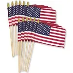 Super Tough US Stick Flag 8" x 12"- 24" Wood Stick with Spear Tip - 12 Pack